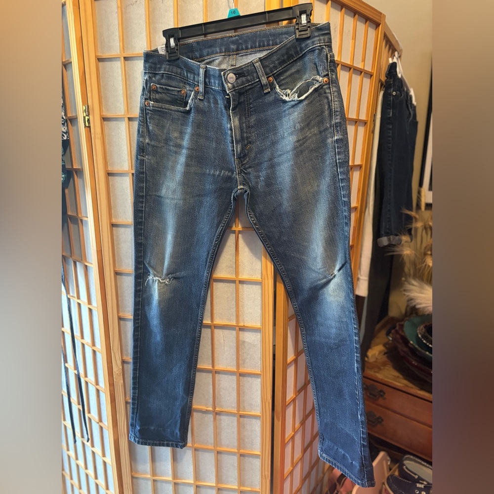 Men's Blue Distressed LEVI Jeans
